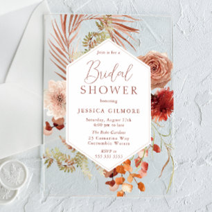 Invitations En Acrylique Belle Fête des mariées botanique florale Boho