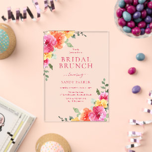 Invitations En Acrylique Belle Fête des mariées Florale Vibrant Brunch