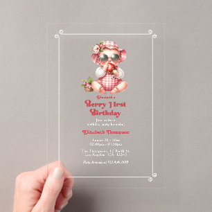 Invitations En Acrylique Berry Premier anniversaire Fraise 1er anniversaire