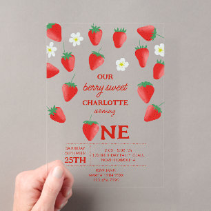 Invitations En Acrylique Berry Sweet 1er Anniversaire Fraise Turner One