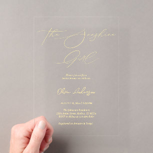 Invitations En Acrylique Beurre Jaune Le soleil Fête des mariées fille