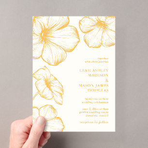 Invitations En Acrylique Beurre moderne Jaune Floral Mariage élégant