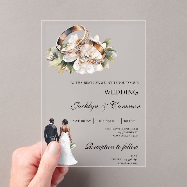 Invitations En Acrylique Black bride and groom acrylic wedding (In situ (ordinateur de poche))