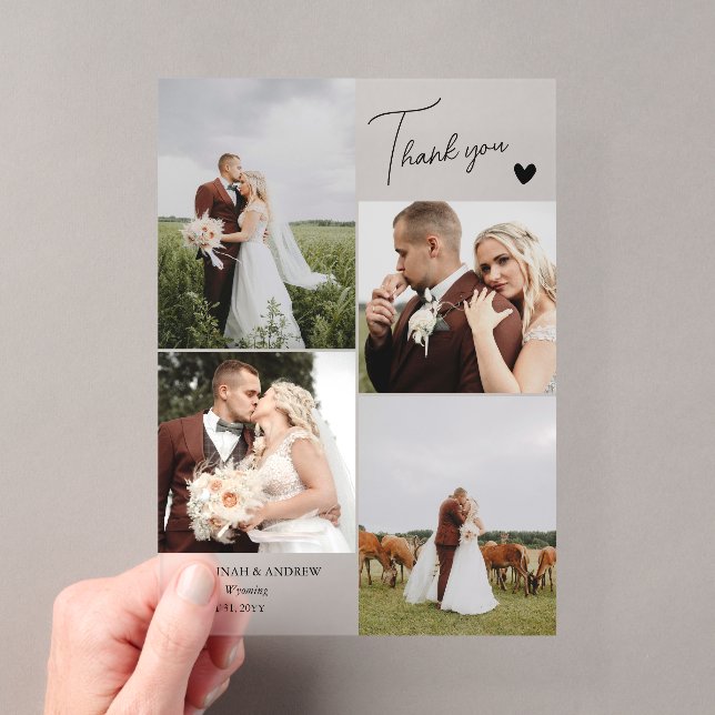 Invitations En Acrylique Black Heart Romantic Mariage Photos Merci (In situ (ordinateur de poche))