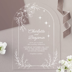 Invitations En Acrylique Blanc Floral Star Moderne Arch Mariage