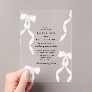 Invitations En Acrylique blanc formel Mariage formel