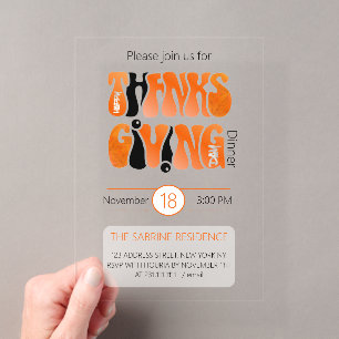 Invitations En Acrylique Blanc Moderne Graffiti Thanksgiving Automne