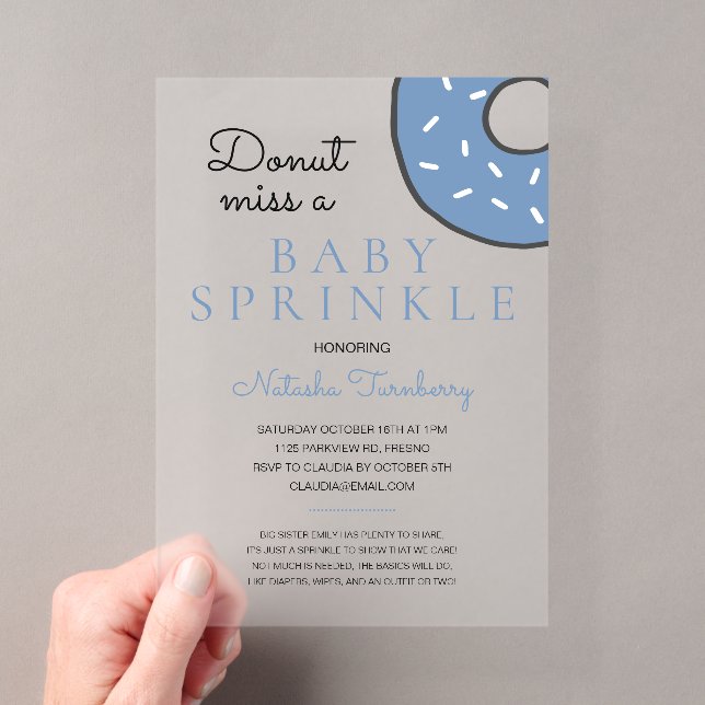 Invitations En Acrylique Bleu Donut Baby Sprinkle Baby shower garçon (In situ (ordinateur de poche))