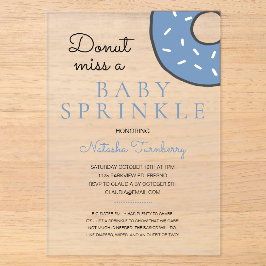 Invitations En Acrylique Bleu Donut Baby Sprinkle Baby shower garçon