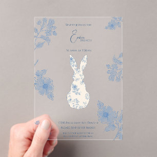 Invitations En Acrylique Bleu toile Pâques