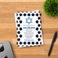 Blue Black Blanc Soccer Ball Bar Mitzvah