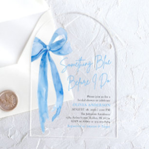 Invitations En Acrylique Blue Bow quelque chose de bleu avant de faire Fête