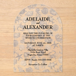 Invitations En Acrylique Blue Coastal Wedding