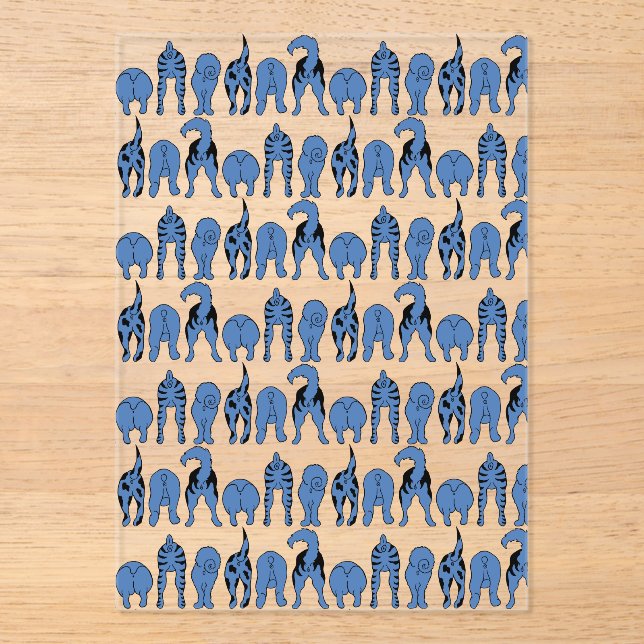 Invitations En Acrylique Blue Dog Butts Pattern (Recto)