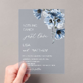 Invitations En Acrylique Blue Flowers White
