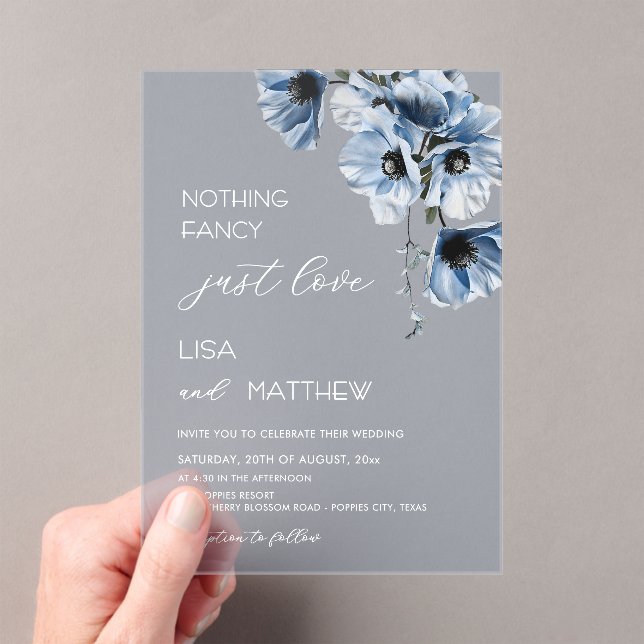 Invitations En Acrylique Blue Flowers White (In situ (ordinateur de poche))