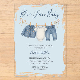 Invitations En Acrylique Blue Jean Baby Shower Baby Outfit 