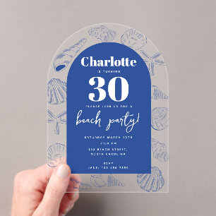 Invitations En Acrylique Blue Sea Shells Beach été Anniversaire de fête Arc