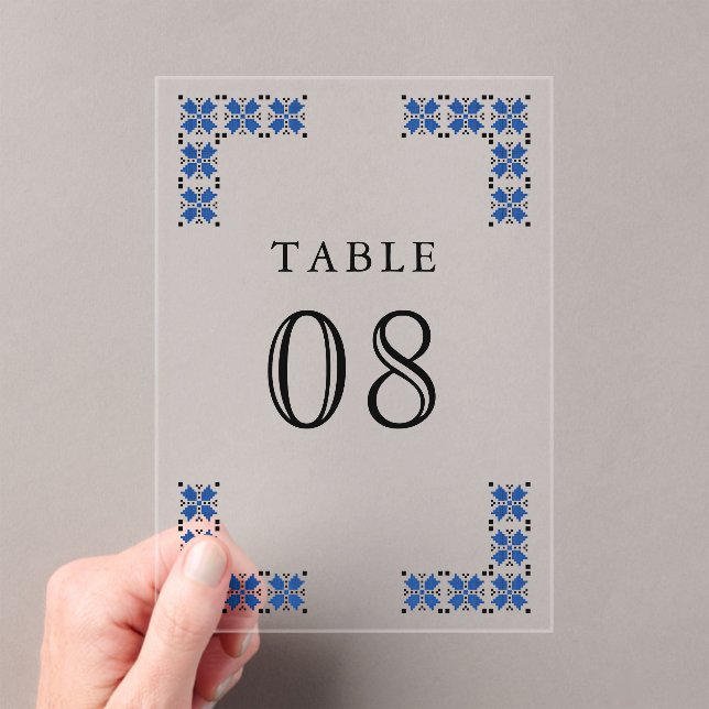 Invitations En Acrylique Blue Ukrainian Wedding Acrylic Table Number (In situ (ordinateur de poche))