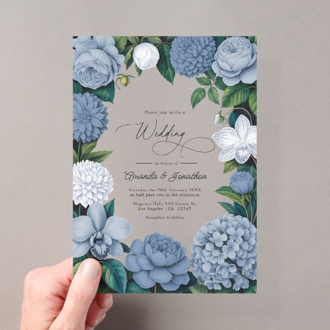 Invitations En Acrylique Bluebell Haze, Pale Delft & Cloud White Wedding (In situ (ordinateur de poche))