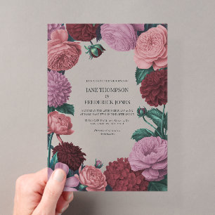 Invitations En Acrylique Blush Mauve, Peach Blossom & Rosewood Velours