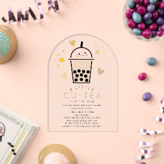 Invitations En Acrylique Boba Bubble Tea Gender-Neutral Baby Shower