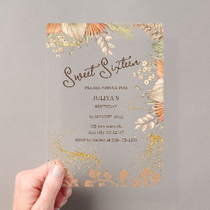Invitations En Acrylique Bohème style doux 16 Anniversaire
