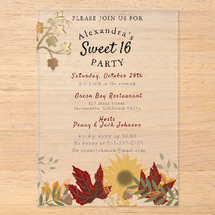 Invitations En Acrylique Boho Autumnal Chic Sweet 16