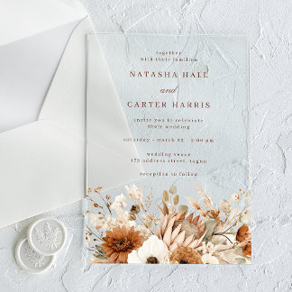 Invitations En Acrylique Boho Blooms Wedding
