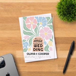 Invitations En Acrylique Boho Chic Coloré Mariage Floral
