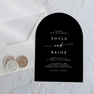 Invitations En Acrylique Boho Chic moderne Décontracté Blanc noir Mariage