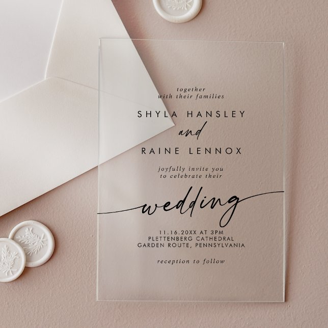 Invitations En Acrylique Boho Chic Simple Rustique Clair Mariage Acrylique (Boho Chic Simple Rustic Clear Acrylic Wedding Acrylic Invitations)