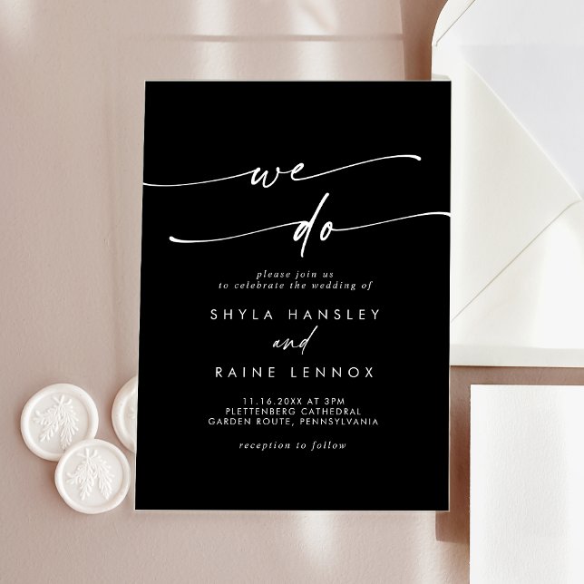 Invitations En Acrylique Boho Chic Unique Blanc Noir Nous faisons Mariage (Boho Chic Unique White Black We Do Wedding Acrylic Invitations)