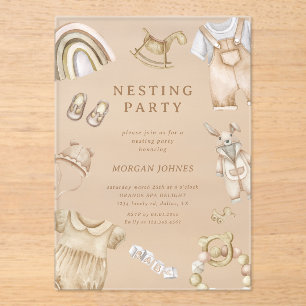 Invitations En Acrylique Boho Cloches Nursery Nesting Party