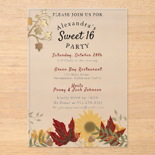 Invitations En Acrylique Boho Élégance Automnale Douce 16 Ans