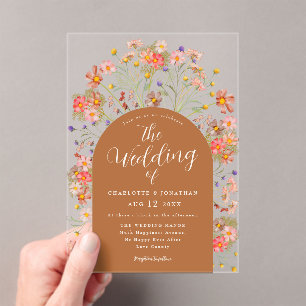 Invitations En Acrylique Boho Fall Rustic Floral Mariage