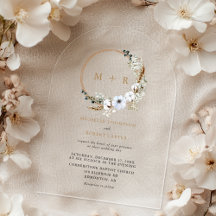Boho Floral Monogramme Mariage élégant