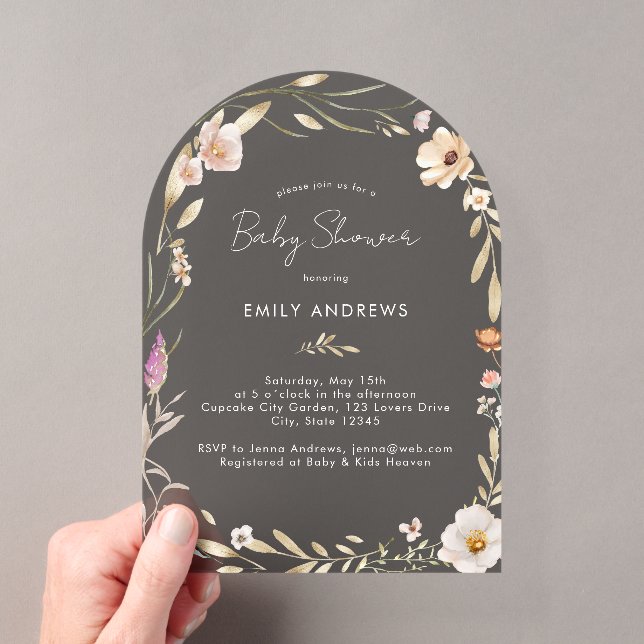 Invitations En Acrylique Boho Flower Baby Shower  (In situ (ordinateur de poche))