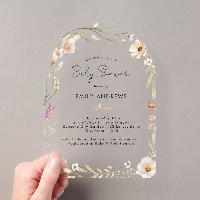 Invitations En Acrylique Boho Flower Baby Shower Acrylic (In situ (ordinateur de poche))