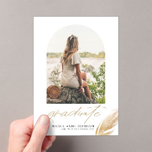 Invitations En Acrylique Boho Gold Parties scintillant Feather White Photo 