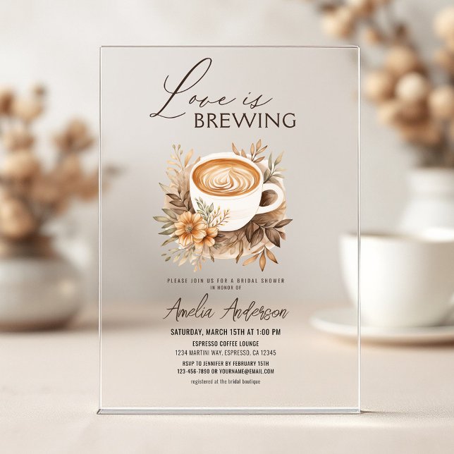 Invitations En Acrylique Boho Love is Brewing Enterrement de Vie de Jeune F (Créateur téléchargé)