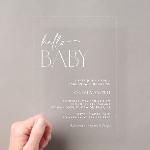 Invitations En Acrylique Boho minimal, Bonjour bébé, Baby shower moderne