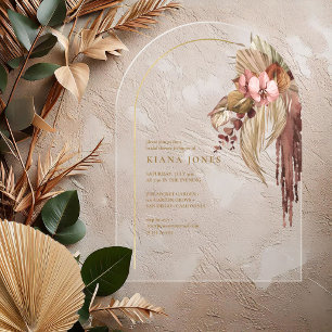 Invitations En Acrylique Boho Oasis Mariage Floral Fête des mariées ID959