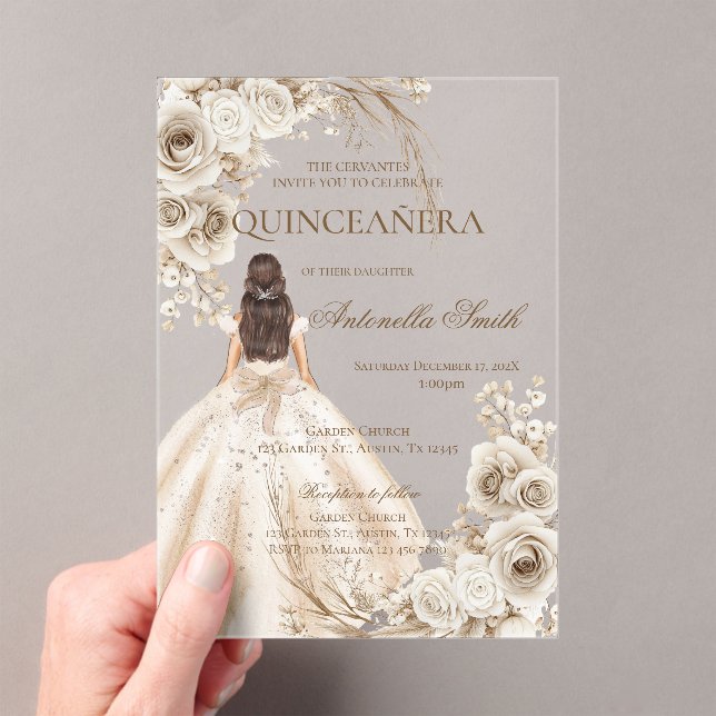 Invitations En Acrylique Boho Quinceanera (In situ (ordinateur de poche))
