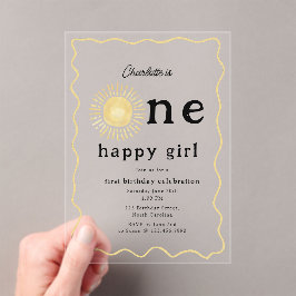 Invitations En Acrylique Boho Sunshine premier anniversaire une joyeuse fil