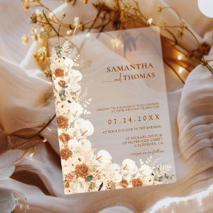 Invitations En Acrylique Boho Terracotta Rose & Pampas Grass Mariage