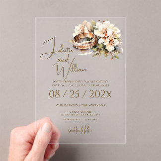 Invitations En Acrylique Boho Wedding with Rings