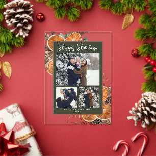 Invitations En Acrylique Bois rustique Trois vacances de Noël Photo