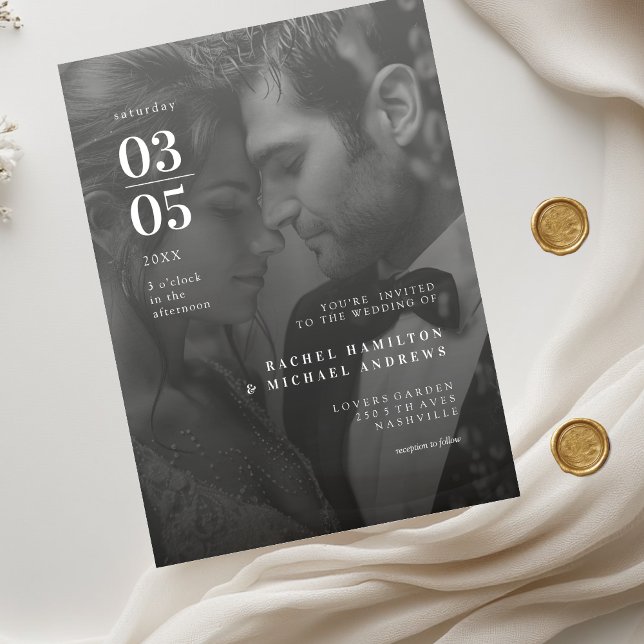 Invitations En Acrylique Bold Trending B&W-Photo Wedding (Bold Trending B&W-Photo Wedding Acrylic Invitations)