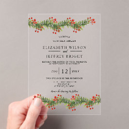 Invitations En Acrylique Boughs rustiques de Holly Mariage de Noël hiver en